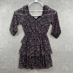 Ophelia Roe Women&rsquo;s Dress Size Small Black Multicolor Floral 3/4 Sleeve Pullover