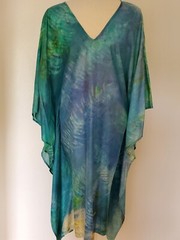 NEW Silk chiffon Kaftan Caftan resort wear Beach Cover up Blue green purple midi