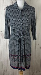 Max Studio Women’s Multicolor Chevron Print Belted Stretch Shirt Dress Size M