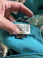 Naeem Khan Riazee Nights Vtg Blue Silver Silk Dress Sequin Holidays Size Medium