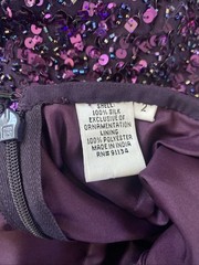 Scala Dress Sz 2 Vtg Silk Beaded Purple Formal Holiday Sequins Y2K Cocktail