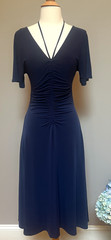 Gorgeous WHBM Ruched Below the Knee Dress – Navy Blue – X-Small