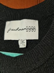 Freshman 1996 Black Solid Knit Sheath Round Neck Cap Sleeve Pullover Knee S