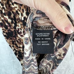 BCBGMAXAZRIA Dress Womens M Brown Abstract Print Long Sleeve Maxi Stretch Slit