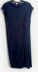 Exclusive Black Ultra Thin T-shirt Twist Tie Midi Dress Cap Sleeve Dress Sz: L