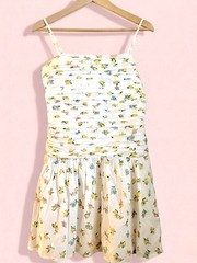 Japna Women&rsquo;s M Smocked Lined Lemon Floral Sundress Adjustable Straps