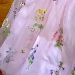 Romantic Embroidered Floral Tulle Mini Dress Fairycore Lace-Up Corset Back Small