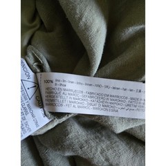 Zara Womens Sage Green 100% Linen Button Down Roll-tab Sleeve Maxi Shirt Dress S