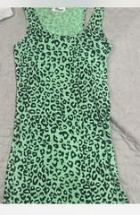 PINK Victoria&rsquo;s Secret Green Black Leopard Knit Bodycon Scoop Strappy M