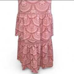 Gianni Bini Tiered Baby Pink Ruffled Dress Small Women’s Retro Maxi 70s Prairie