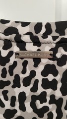Michael Kors Leopard Animal Print Crew Neck Short Sleeve Button Dress L