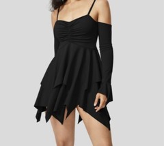 Adjustable Strap Ruched Backless Long Sleeve Mini Casual Dress- Boho