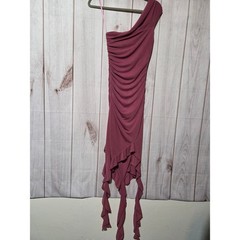 Hello Molly Rust One Shoulder Ruched Ruffle Handkerchief Hem Midi Dress XS US 2