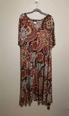 Msk Women&rsquo;s Plus Sz 3X Mixed-Print Midi Dress Boho