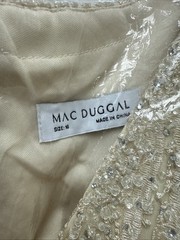 Mac Duggal Size 16 Ivory Nude Embellished Flutter Sleeve Lace A-Line Gown $798