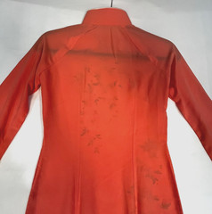 Vietnamese Traditional Dress Ao Dai Womens Size XS Peach Coral No Pants Handmade