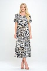 Jostar, Travel Knit Dress, long A-Line, S/S, Stretchy NO-IRON poly/span. 329 g