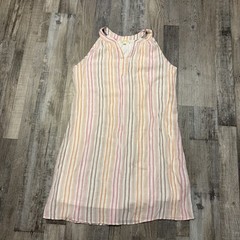 Indigo Rose Women’s Pastel Vertical Stripe Pattern Coverup Dress (Size L)