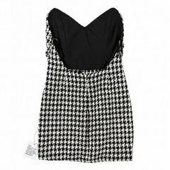 ASOS DESIGN Houndstooth Strapless Mini Dress US 8 Black White Sweetheart NWT