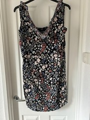 Next U.K. 12 Black and Multicoloured Floral Dress – VGC! Linen & Viscose
