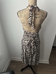 Diane Von Furstenberg 100% Silk Sleeveless Brown & White Print Janine Dress, 8