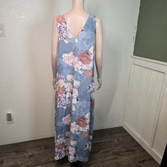 Jade Johnny Was Womens Maxi Silk V-Neck Sleeveless Tie Floral Dress Size M