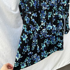 Minkpink Long Sleeve Dress Size Large Lightweight Fabric Blue and Black Floral