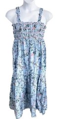 Maxi Sundress XL Blue Floral Womens Ophelia Roe Midi Sleeveless Smocked Dress