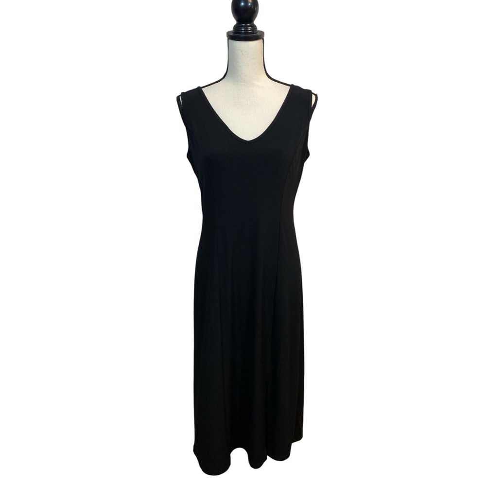 Iman Black Stretch Jersey V-Neck Midi Dress MP