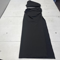 SHEIN BAE Dress Womens Small Black One Shoulder Cutout Ruched Bodycon Maxi Gown