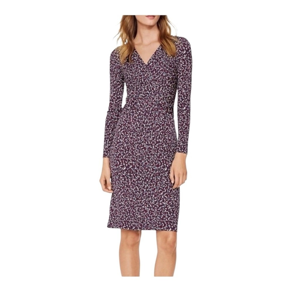 Tory Burch Silk Patterned Interlock Twist Dress Womens Size Small