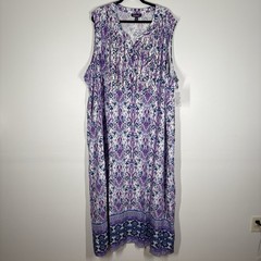 Roaman’s Women 4X 34/36 Ikat Print Boho Sleeveless Pintuck Maxi Dress NWT