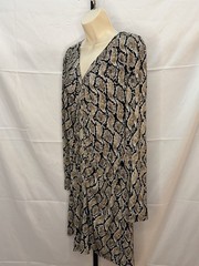 Michael Michael Kors Snake-Print Long Sleeve Button Front Ruched Dress XL