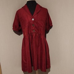 « mi ami » by Francesca&rsquo;s Red Collared Short Sleeve Button Front A-Line Dress