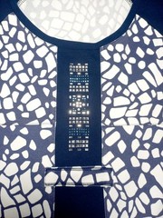 Viccio, Barcelona stretchy dress, fit size 12-14, navy blue + white