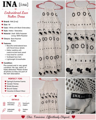 INA White Black Embroidered Lace Halter Dress Women&rsquo;s Size M Sleeveless Sheath B