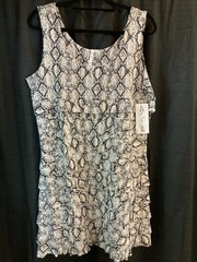 Lulu B L Snake Print Sleeveless Ruffle Black Tan Dress Upf50