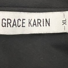 Grace Karin Black Ruched Bodycon Slip Dress XL Lace Trim Spaghetti Straps