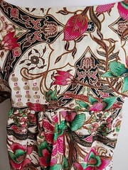 Vintage Kaftan Batik By Rommel Size XL Pink Green Tan Cream Floral