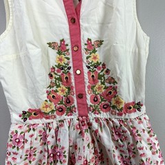 Modcloth Conversation Masterpiece Dress Pink Embroider Floral A Line XXS 2XS