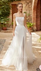 Brand NEW Weddings Dress. A-Line Chiffon, Tulle. Lace Bodice Boho Romantic Sz 4