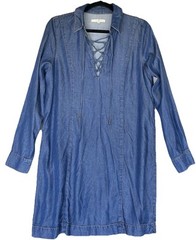 7 For All Mankind Chambray Dress Womens M Long Sleeve Western Coastal Cowgirl