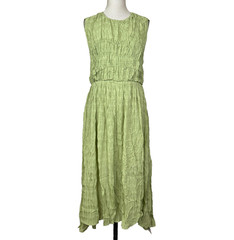 NEW ASOS DESIGN Maxi Dress Womens 12 Green Jacquard Pleated Check Sundress