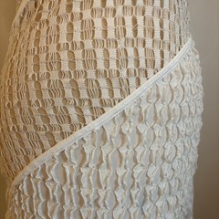 For Love & Lemons Tracy Knit Cutout Midi Dress in White, Boho Crochet Coverup, S