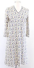 J McLaughlin Tan Blue Geometric Print Knit Shift Dress Size XS White Green
