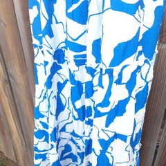 PrettyGarden Smocked Ruffled Midi Dress ~ Royal Blue & White Floral XL NWT