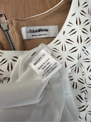 Bailey 44 Facade Dress | Ivory White Laser Cut Pleated Dress | Medium