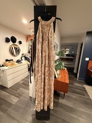 Betsy & Adam Sequin Floral Sleeveless Gown Champagne 2P $279 Mother Of Bride