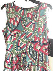 Tango Mango, NWT Turq/Magenta/Sage Scoop Neck Tank Dress, Balloon hem, ret$99
