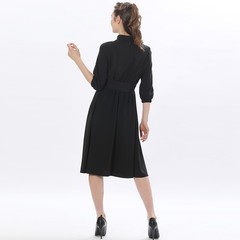 Women Clergy Dresse Audrey Hepburn Style Dress Tie Belt Priest Pastor Tab Collar